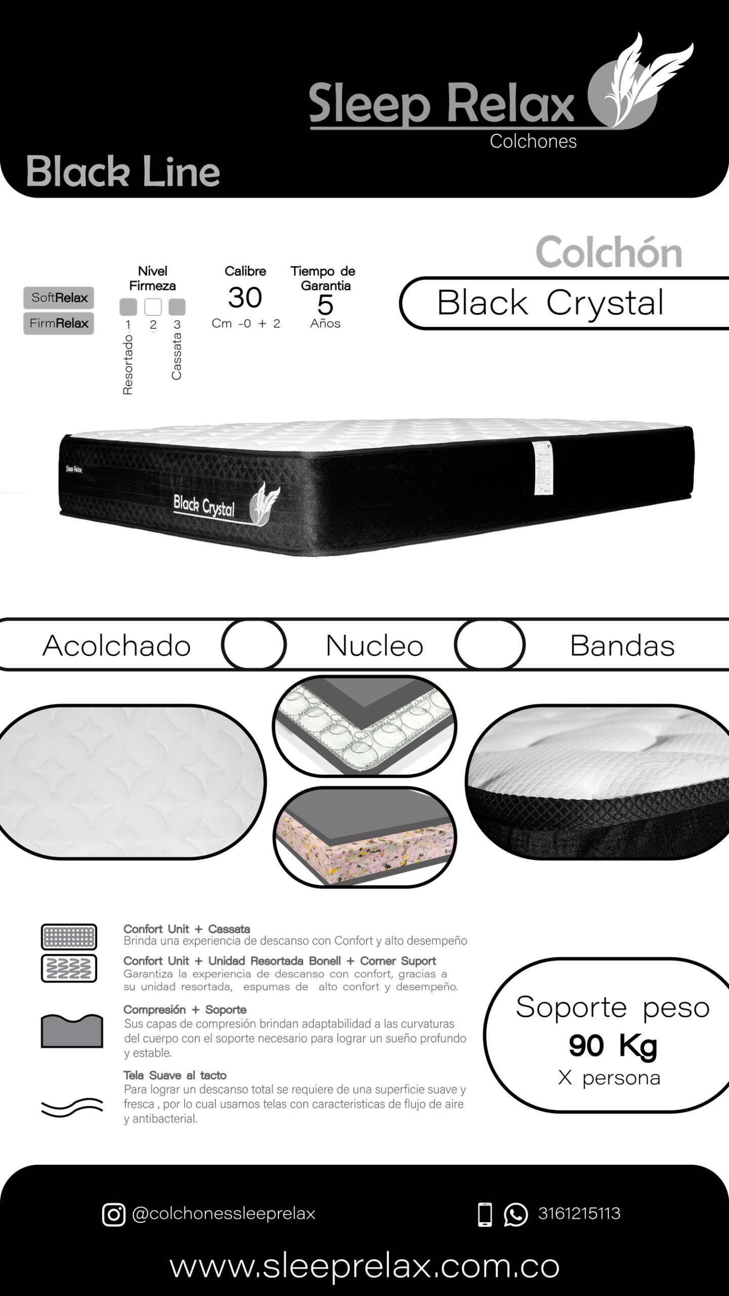 descripción colchón black crystal